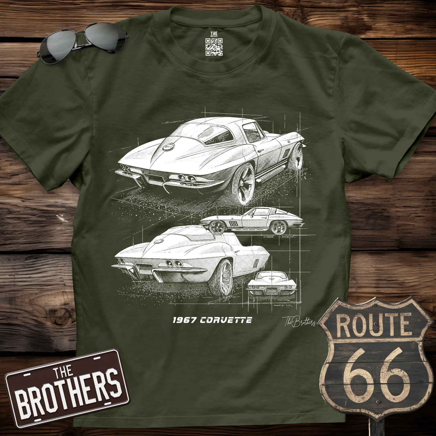 1967 Corvette Stingray Blueprint T-Shirt
