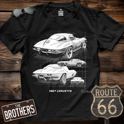 1967 Corvette Stingray Blueprint  T-Shirt