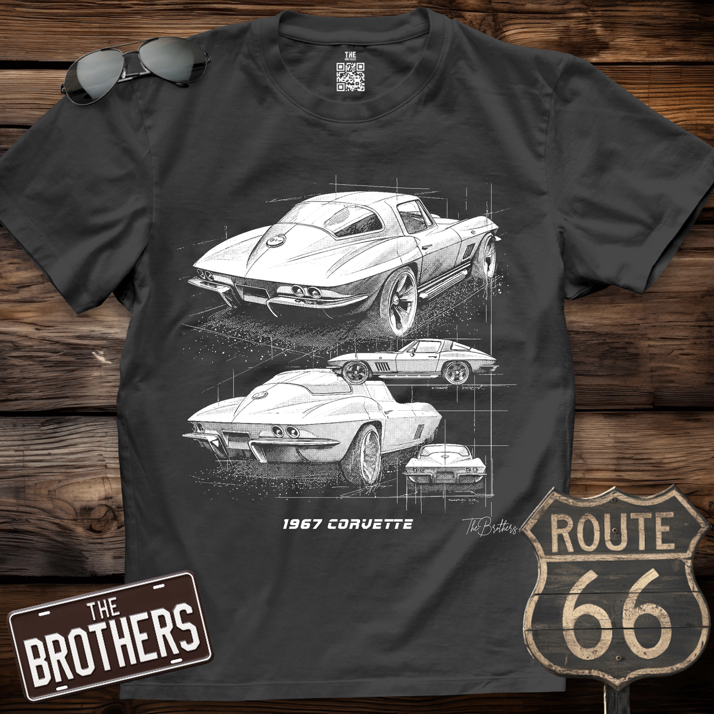 1967 Corvette Stingray Blueprint  T-Shirt