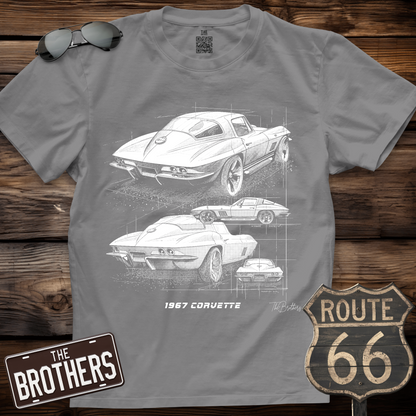 1967 Corvette Stingray Blueprint  T-Shirt