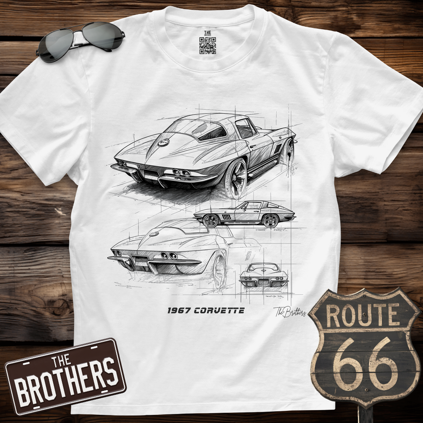 1967 Corvette Stingray Blueprint  T-Shirt