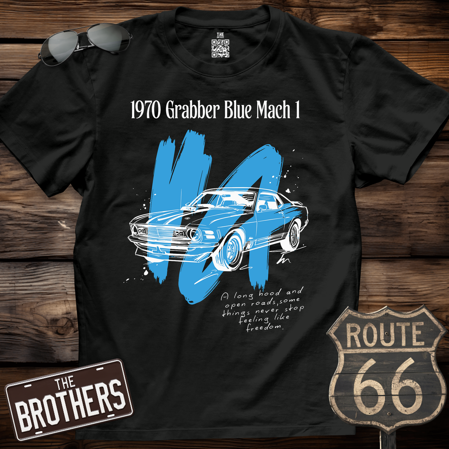 1970 Grabber Blue Mach 1 Sketch T-Shirt