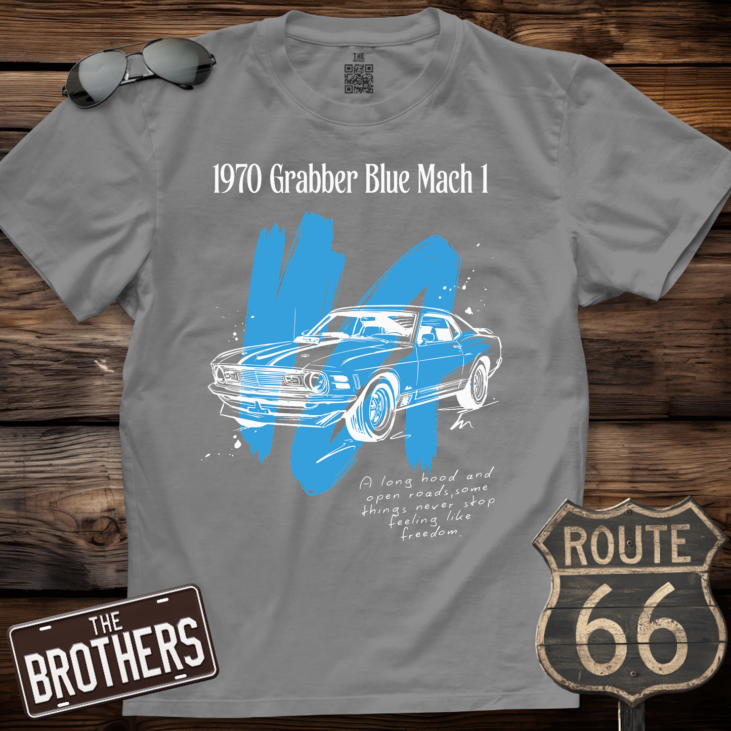 1970 Grabber Blue Mach 1 Sketch T-Shirt