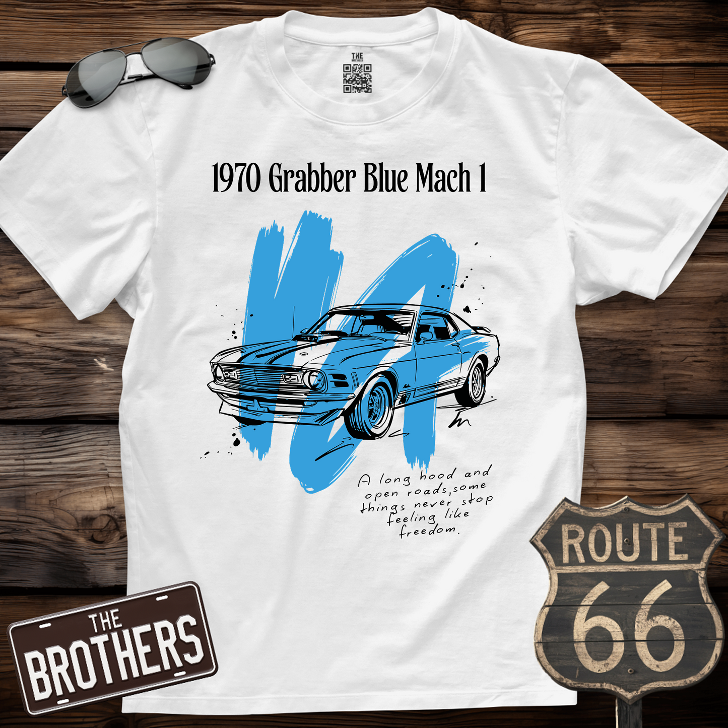 1970 Grabber Blue Mach 1 Sketch T-Shirt