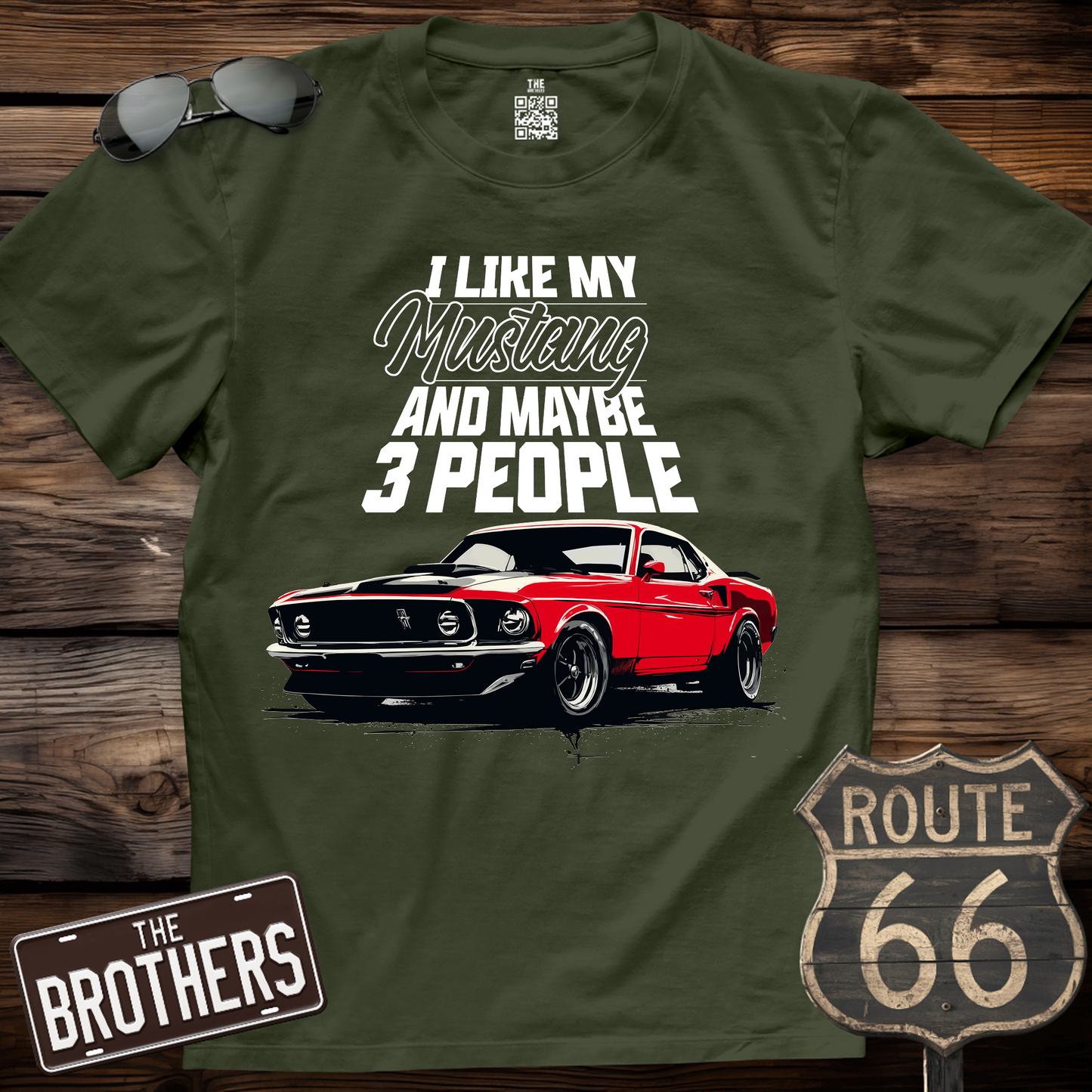 I Like My Mustang And 3 People T-Shirt